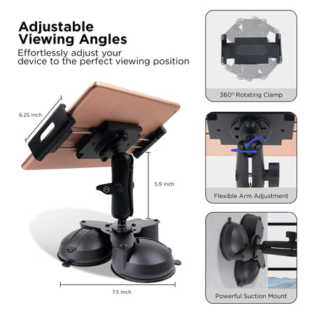 Heavy Duty Triple Suction iPad and Tablet Mount