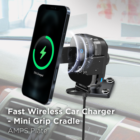 Mini Grip Fast Wireless Car Charger Mount with Drill Base AMPS Mounting Plate