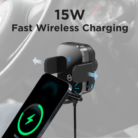 Fast Wireless Car Charger Cup Holder Phone Mount - Mini Grip Cradle Version 2.0