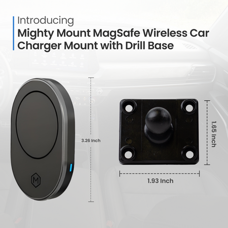 MagSafe Wireless Car Charger Mount with Drill Base AMPS Mounting Plate