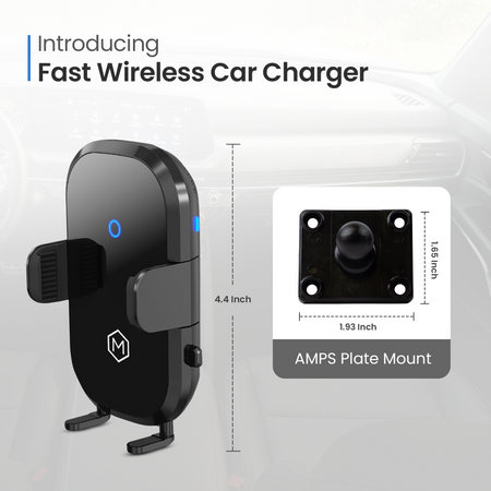 Auto Scan Fast Wireless Car Charger Mount with Drill Base AMPS Mounting Plate