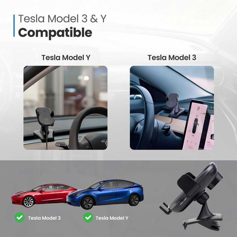 Tesla Wireless Car Charger Mount For Model 3 and Y - (Auto Scan Version 2.0)