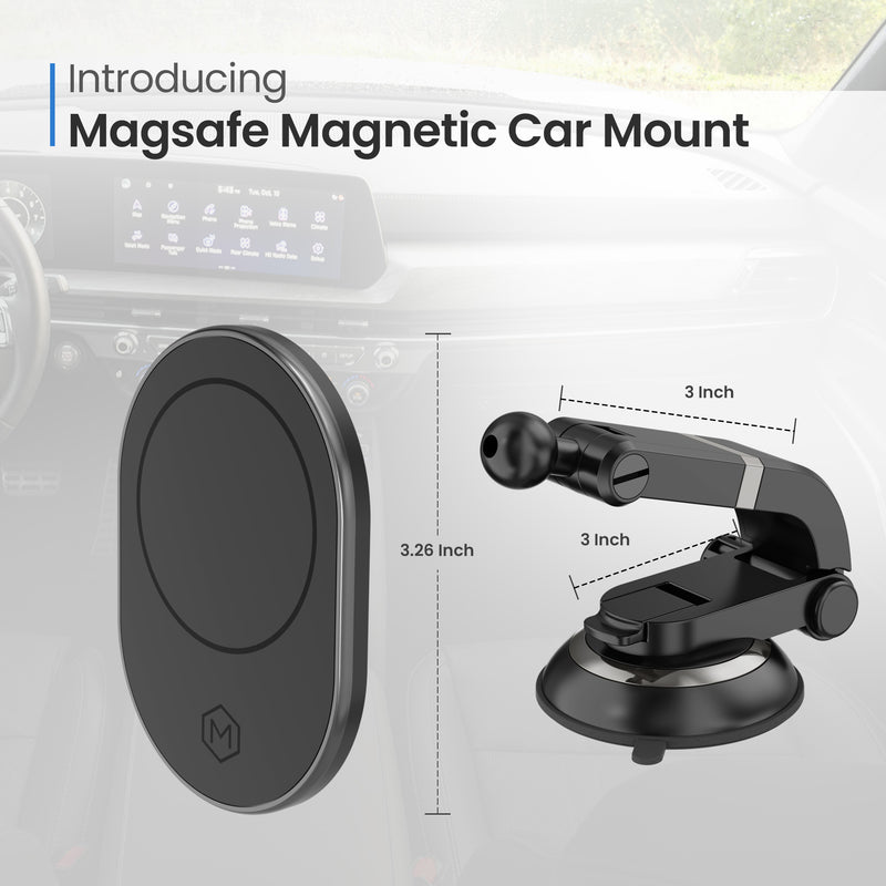 Magsafe Magnetic Mount with Multi-Angle Adjustable Suction Cup