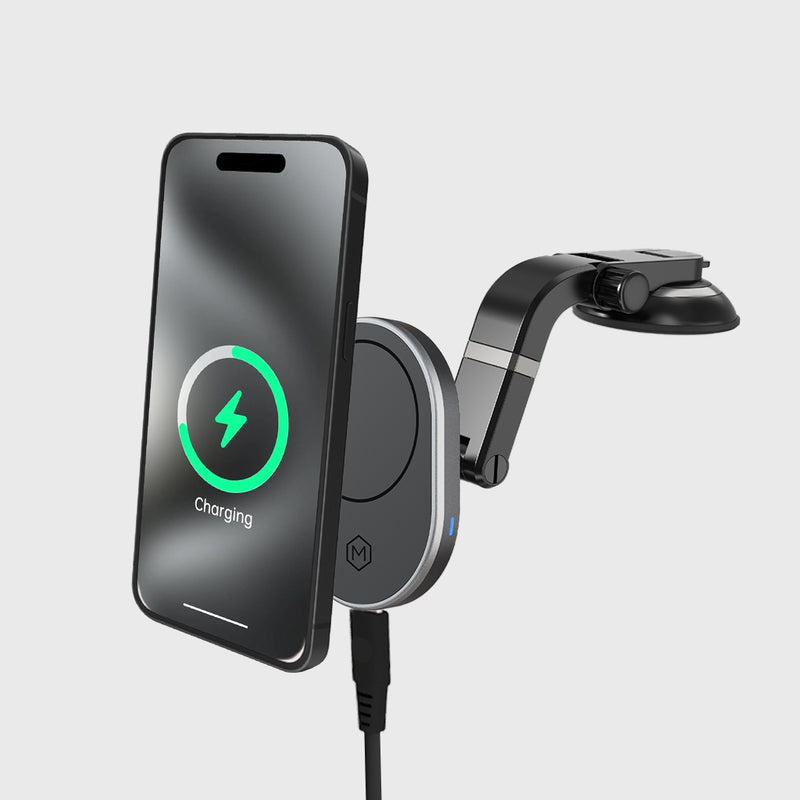 MagSafe Wireless Car Charger with Multi-Angle Adjustable Suction Cup