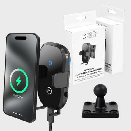 Auto Scan Fast Wireless Car Charger Mount with Drill Base AMPS Mounting Plate