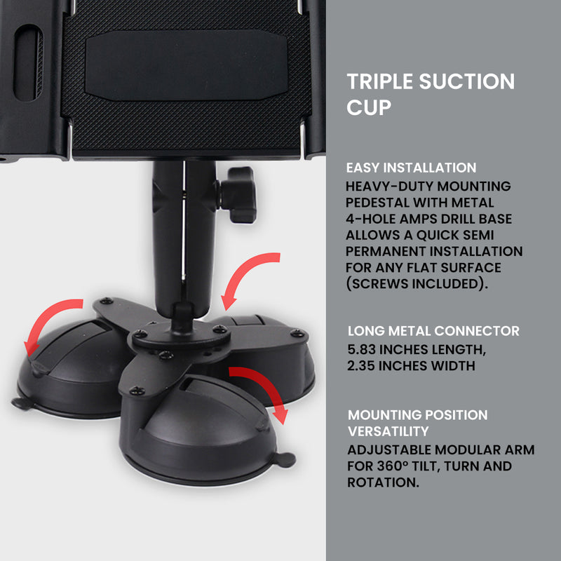 Heavy Duty Triple Suction iPad and Tablet Mount