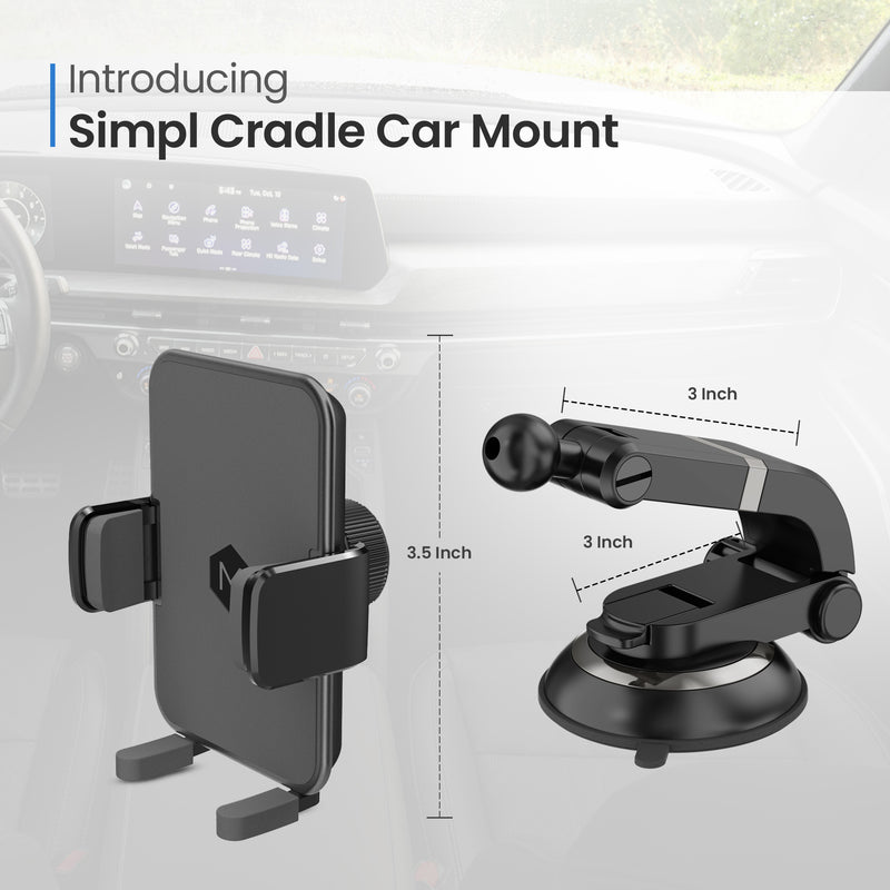 Simpl Cradle Mount with Multi-Angle Adjustable Suction Cup