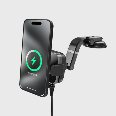 Mini Grip Fast Wireless Car Charger Mount with Multi-Angle Adjustable Suction Cup